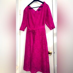 Beautiful lace dress with belt. Only worn twice. Vibrant color.